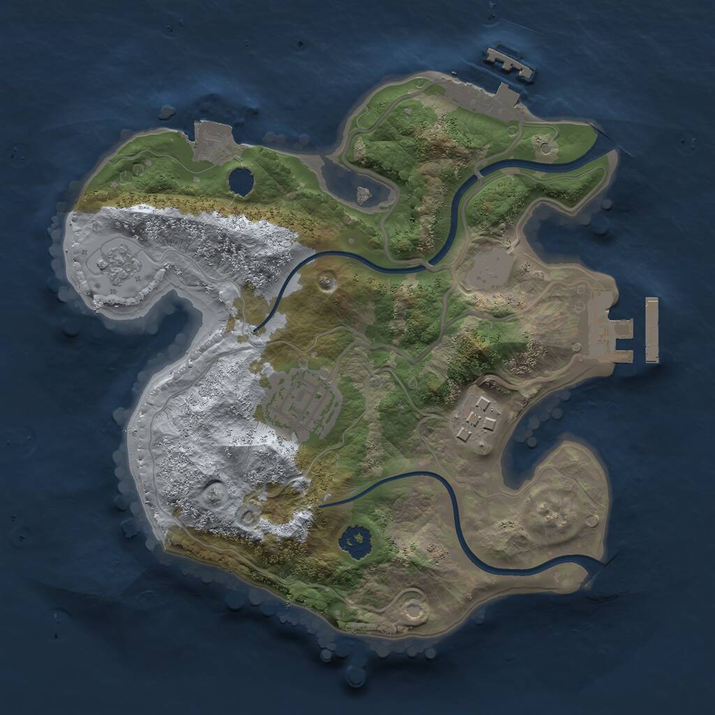Rust Map: Procedural Map, Size: 2200, Seed: 27, 6 Monuments