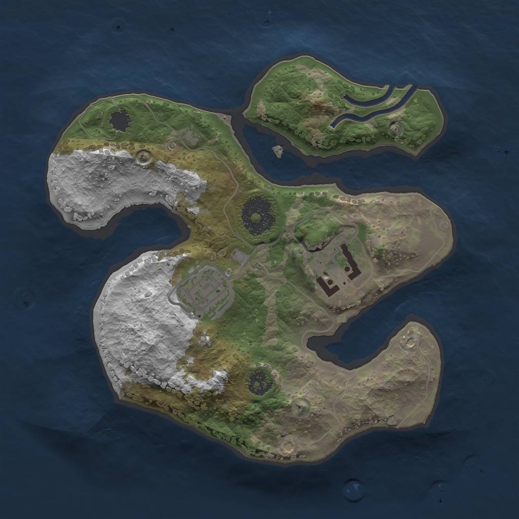 Rust Map: Procedural Map, Size: 2200, Seed: 27, 4 Monuments