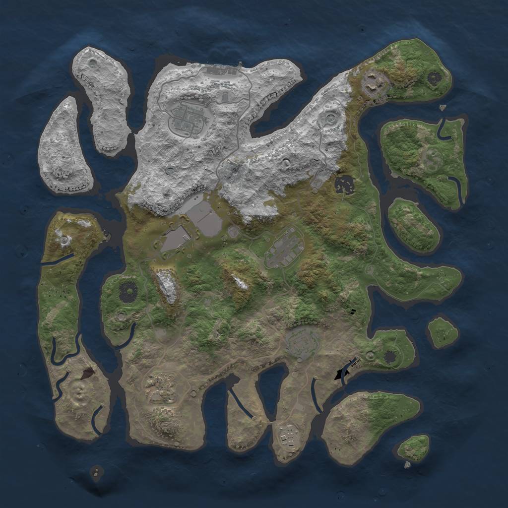 Rust Map: Procedural Map, Size: 3700, Seed: 30478765, 12 Monuments