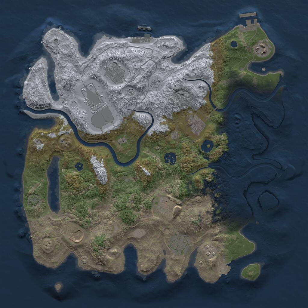 Rust Map: Procedural Map, Size: 3700, Seed: 30478765, 15 Monuments