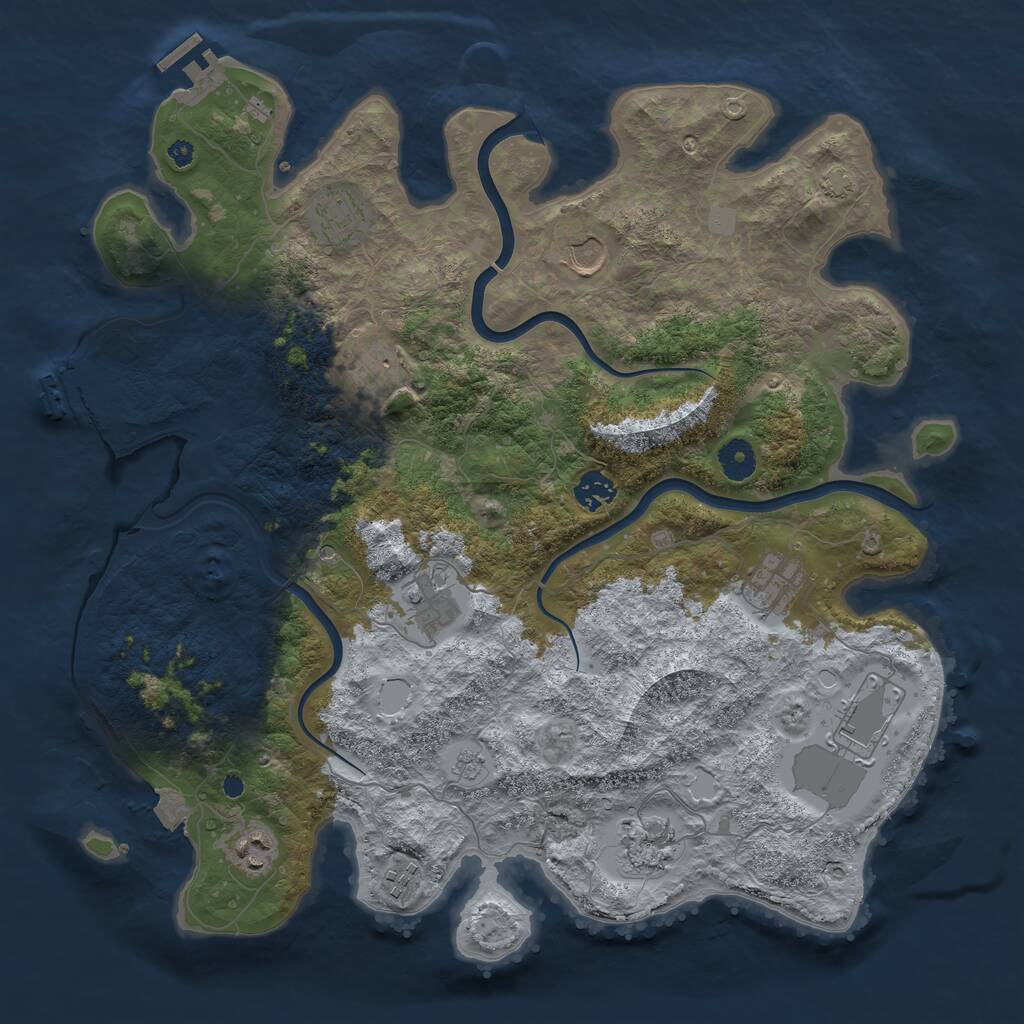 Rust Map: Procedural Map, Size: 3950, Seed: 50000, 16 Monuments
