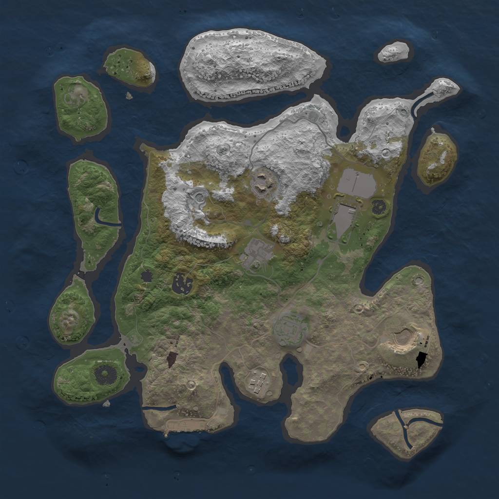 Rust Map: Procedural Map, Size: 3500, Seed: 4459, 11 Monuments