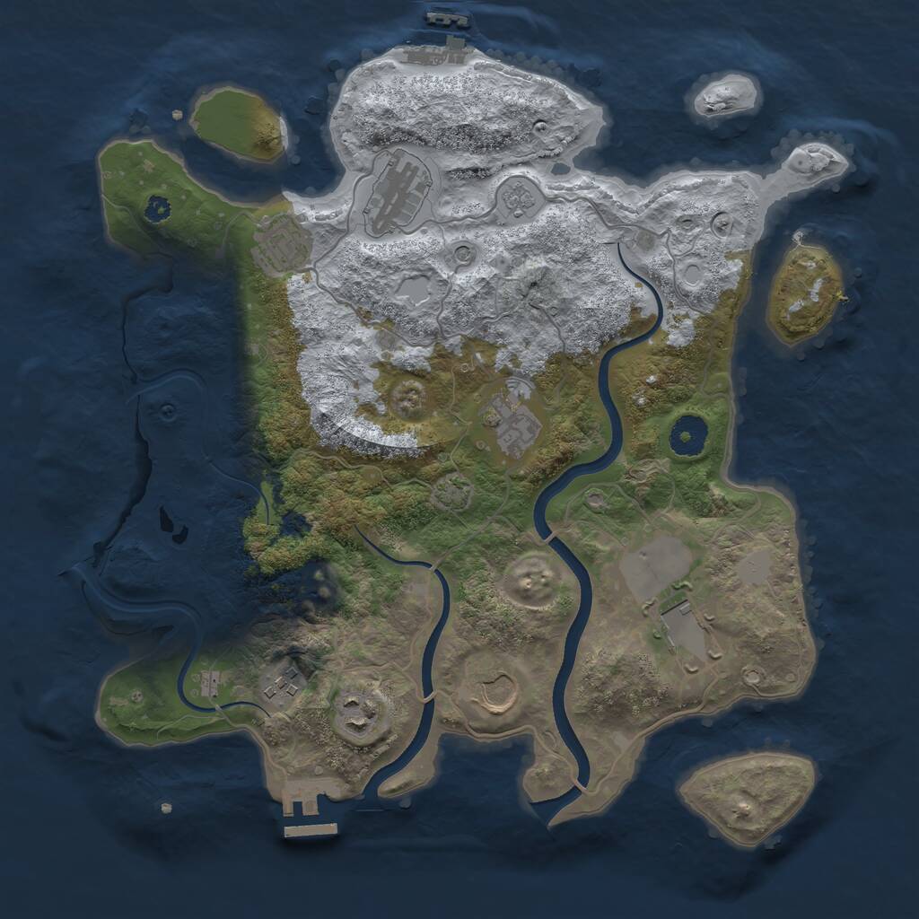 Rust Map: Procedural Map, Size: 3500, Seed: 4459, 13 Monuments