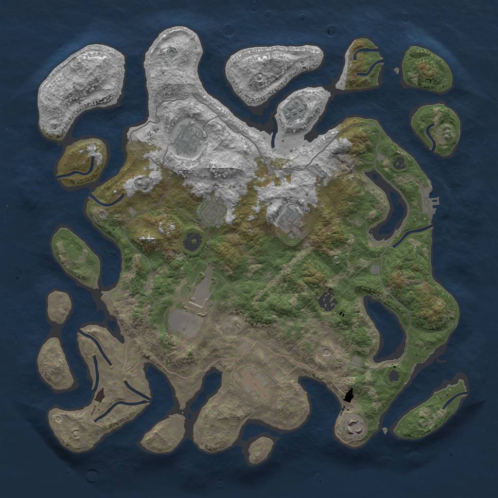 Rust Map: Procedural Map, Size: 4000, Seed: 50300, 12 Monuments