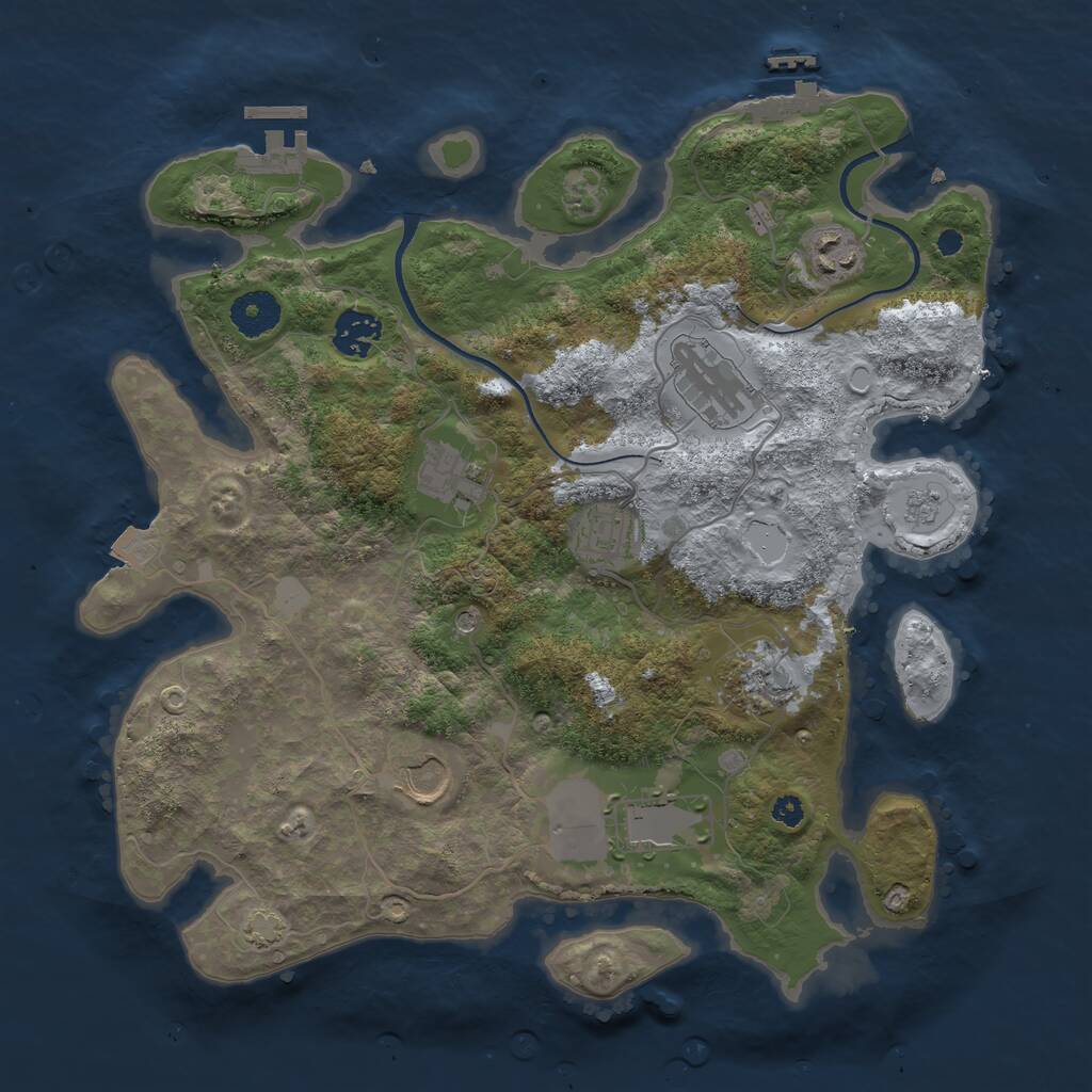 Rust Map: Procedural Map, Size: 3500, Seed: 1206646512, 14 Monuments