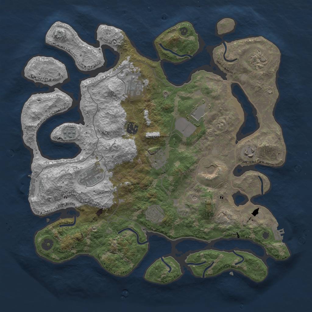 Rust Map: Procedural Map, Size: 4000, Seed: 52300, 15 Monuments