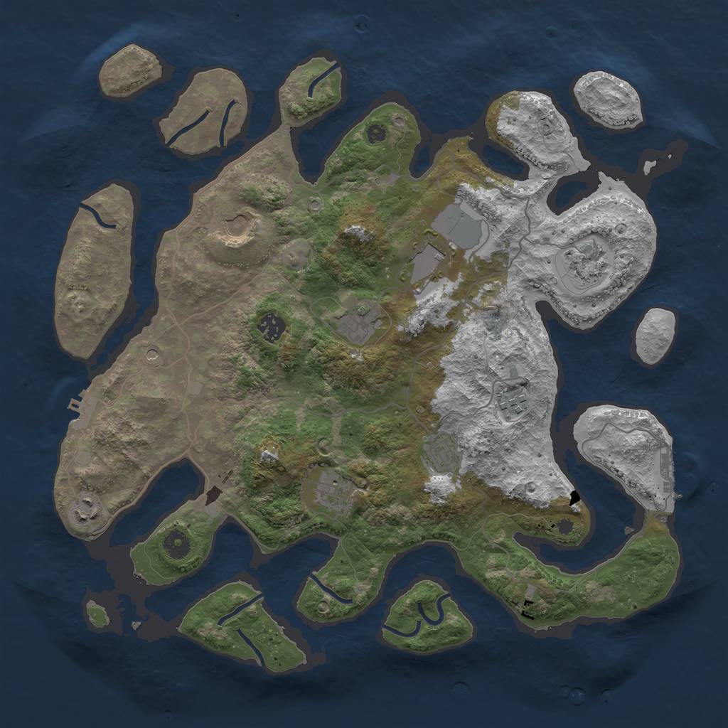 Rust Map: Procedural Map, Size: 4000, Seed: 12121, 14 Monuments