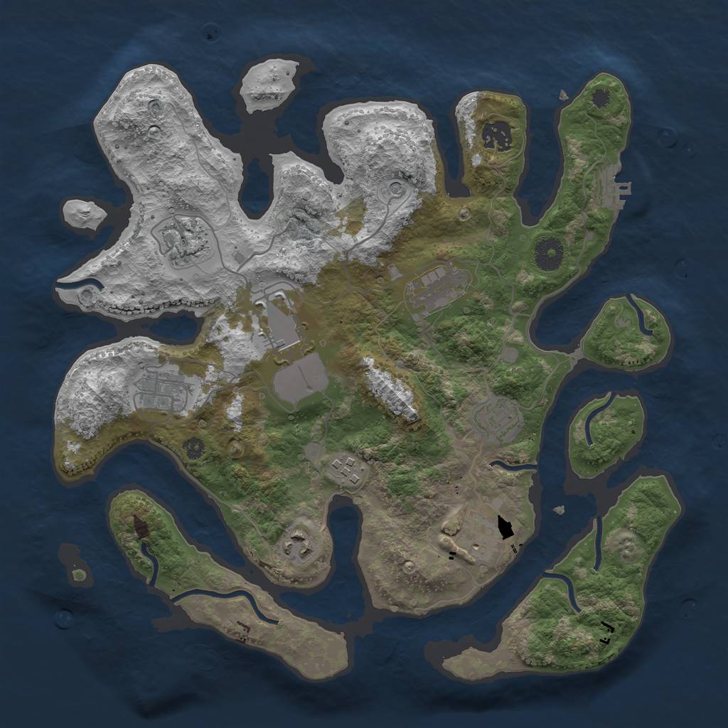 Rust Map: Procedural Map, Size: 3500, Seed: 19841331, 13 Monuments