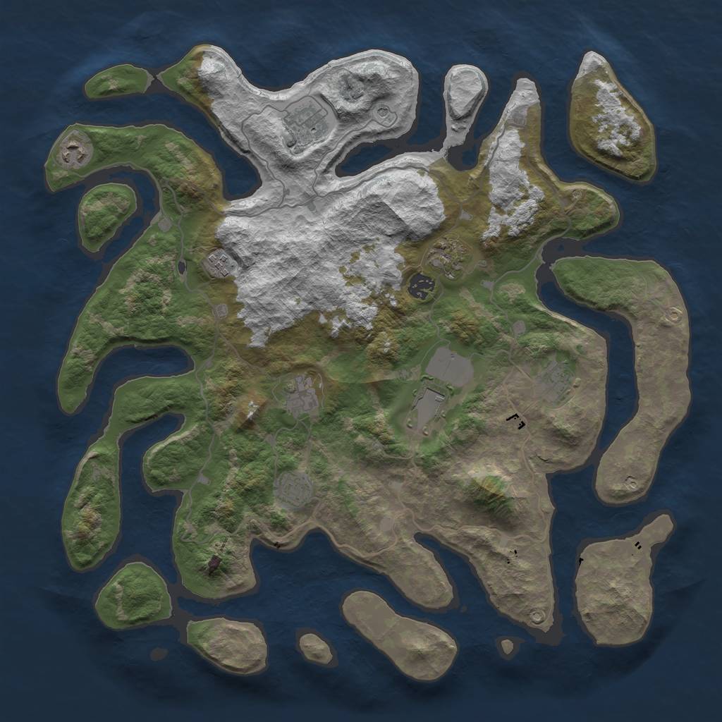 Rust Map: Barren, Size: 4250, Seed: 66384, 12 Monuments