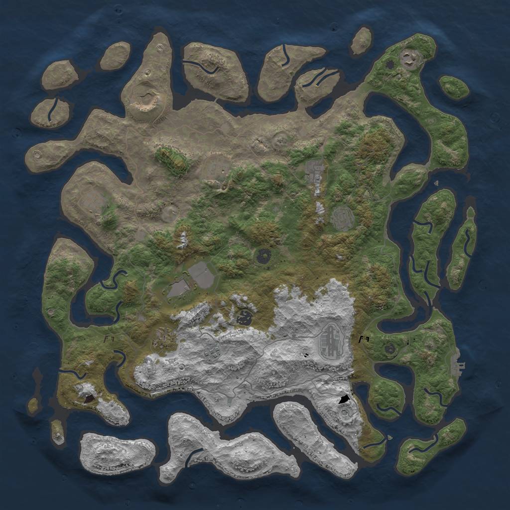 Rust Map: Procedural Map, Size: 5000, Seed: 520716, 15 Monuments