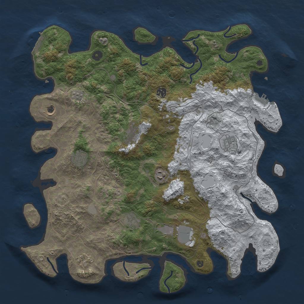 Rust Map: Procedural Map, Size: 4500, Seed: 702618037, 19 Monuments