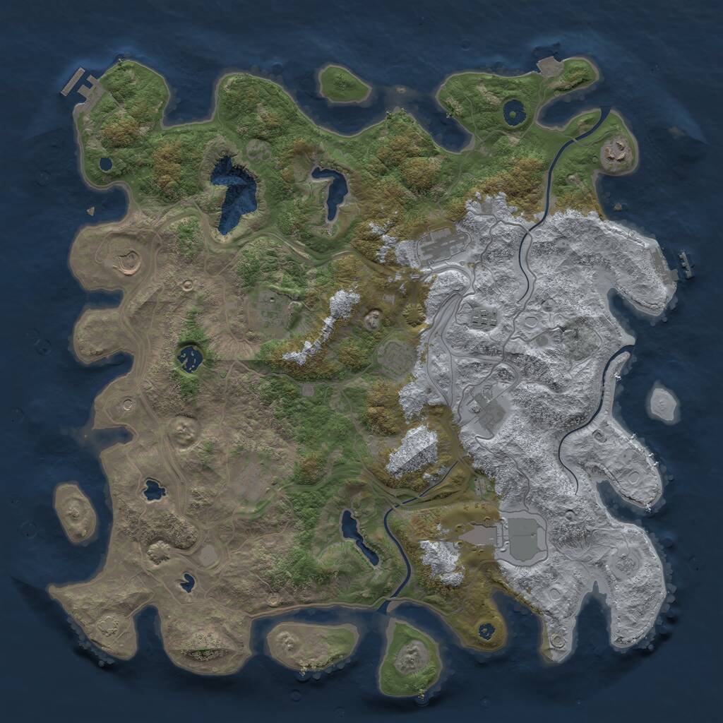 Rust Map: Procedural Map, Size: 4500, Seed: 702618037, 16 Monuments