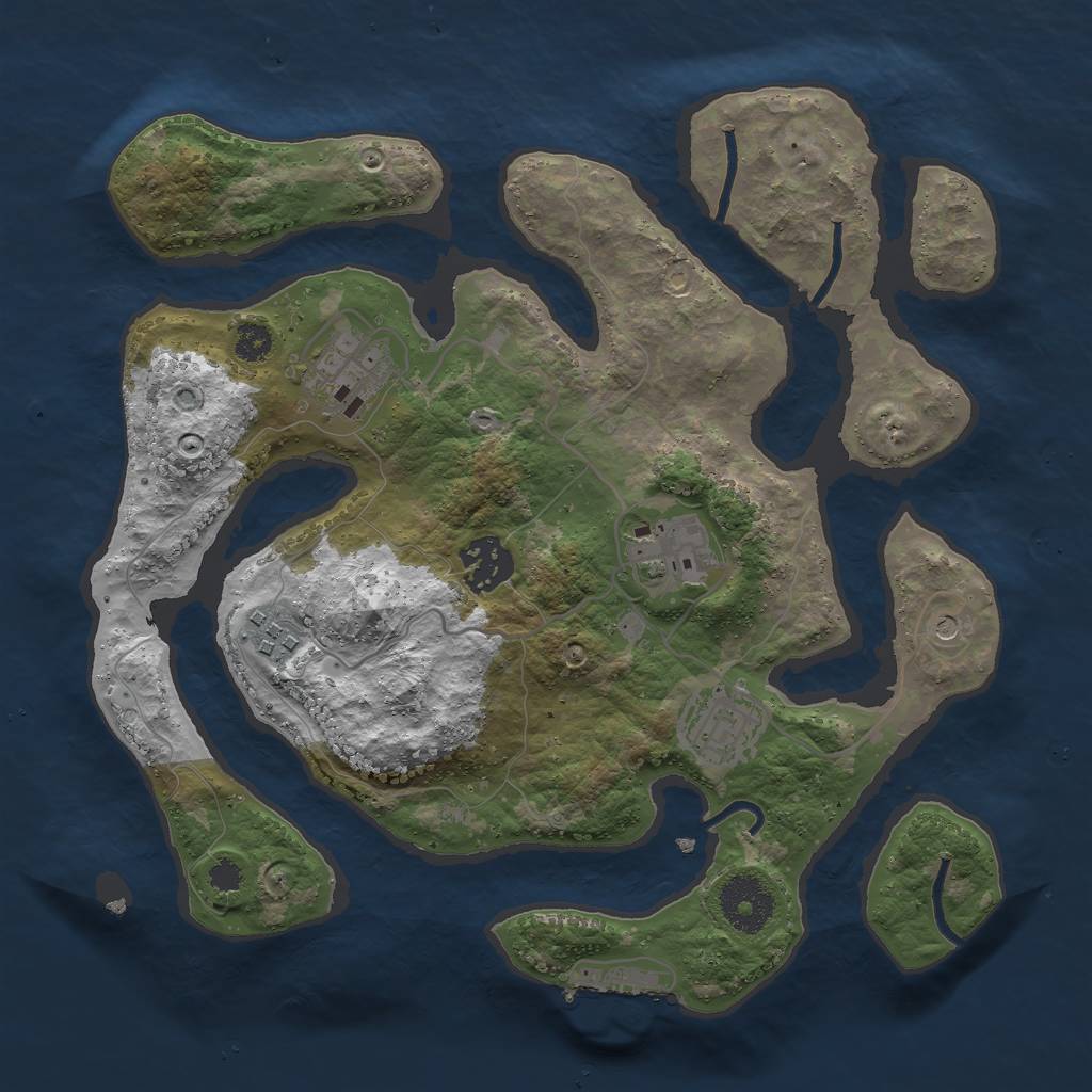 Rust Map: Procedural Map, Size: 3000, Seed: 607756740, 9 Monuments