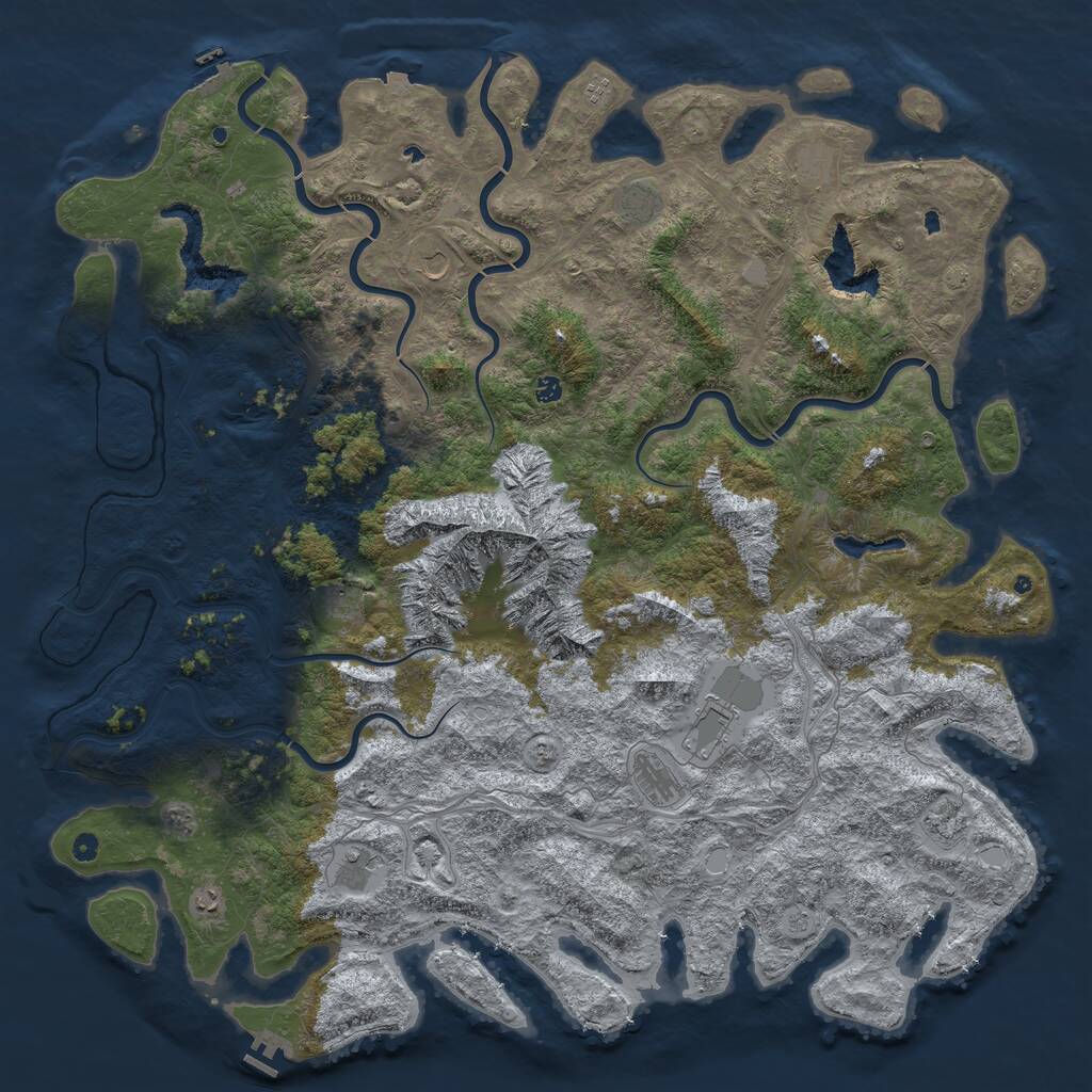 Rust Map: Procedural Map, Size: 6000, Seed: 23588439, 17 Monuments