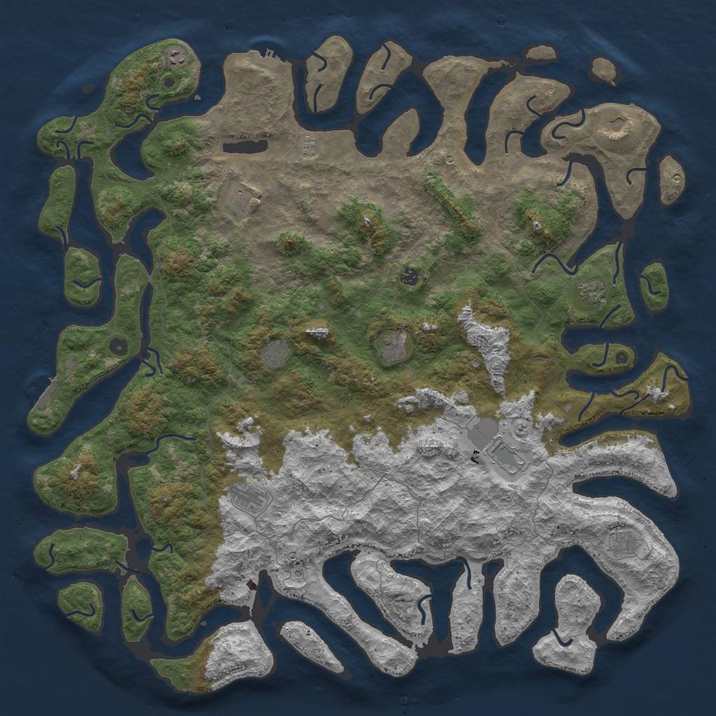 Rust Map: Procedural Map, Size: 6000, Seed: 23588439, 16 Monuments