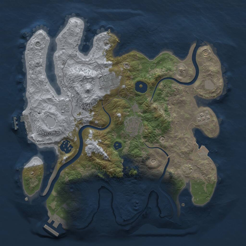 Rust Map: Procedural Map, Size: 3000, Seed: 2138155673, 10 Monuments