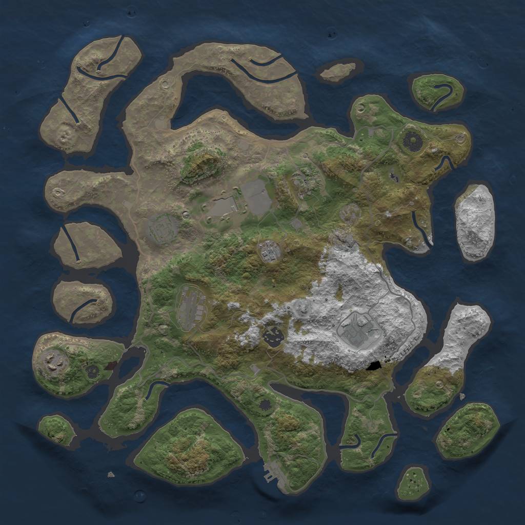 Rust Map: Procedural Map, Size: 4000, Seed: 1406352069, 11 Monuments