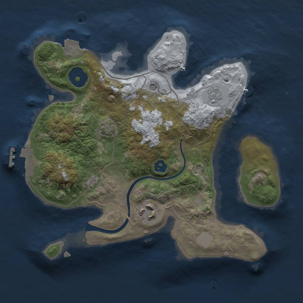 Rust Map: Procedural Map, Size: 2400, Seed: 54352, 6 Monuments