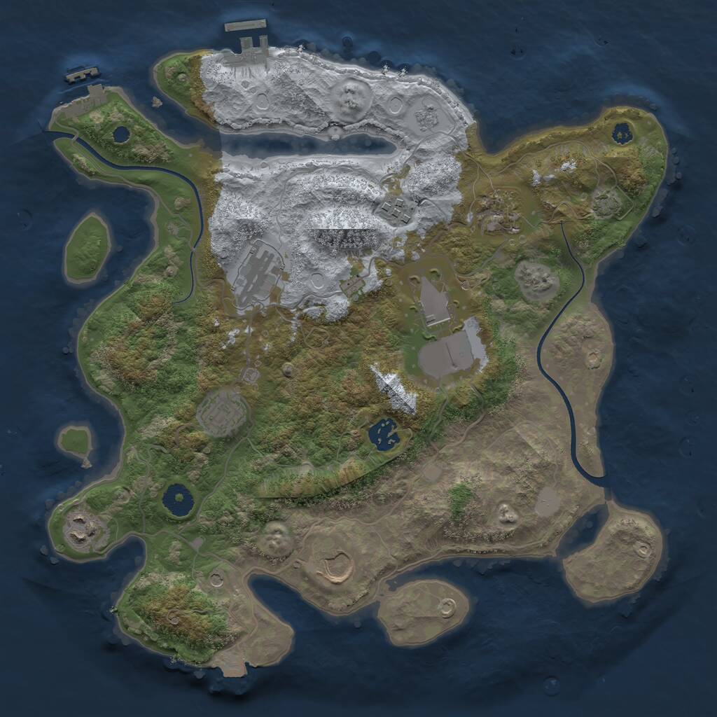 Rust Map: Procedural Map, Size: 3500, Seed: 300336774, 14 Monuments