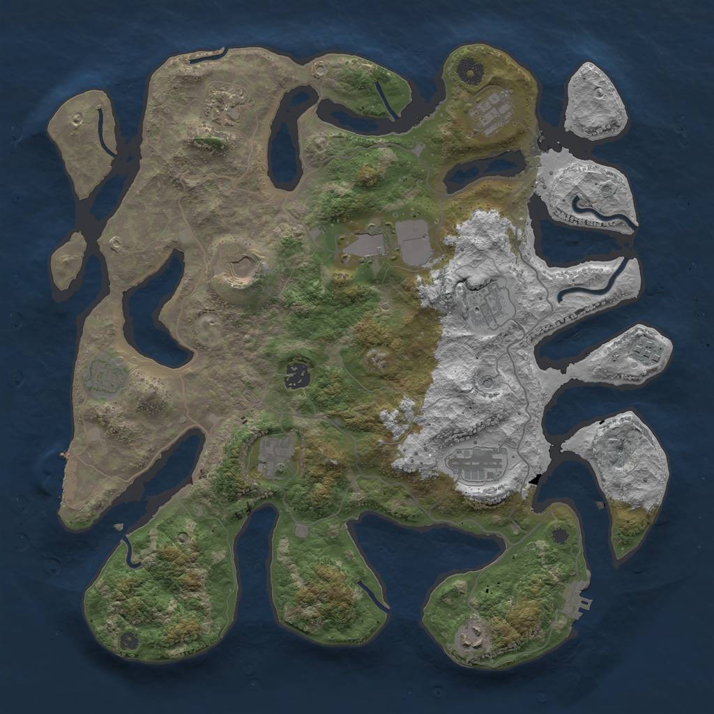Rust Map: Procedural Map, Size: 4000, Seed: 1849702182, 16 Monuments