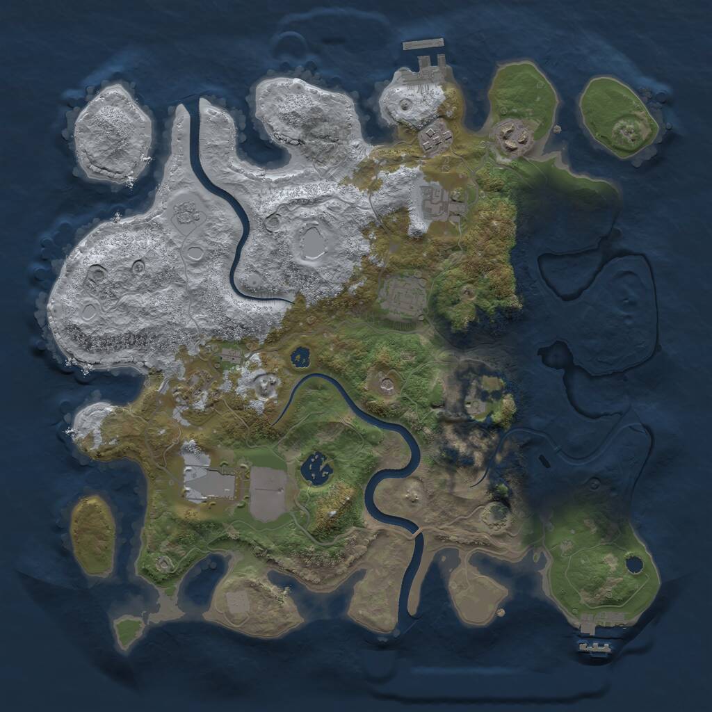 Rust Map: Procedural Map, Size: 3500, Seed: 836535395, 14 Monuments