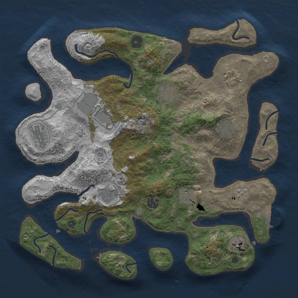 Rust Map: Procedural Map, Size: 3750, Seed: 1270730323, 14 Monuments