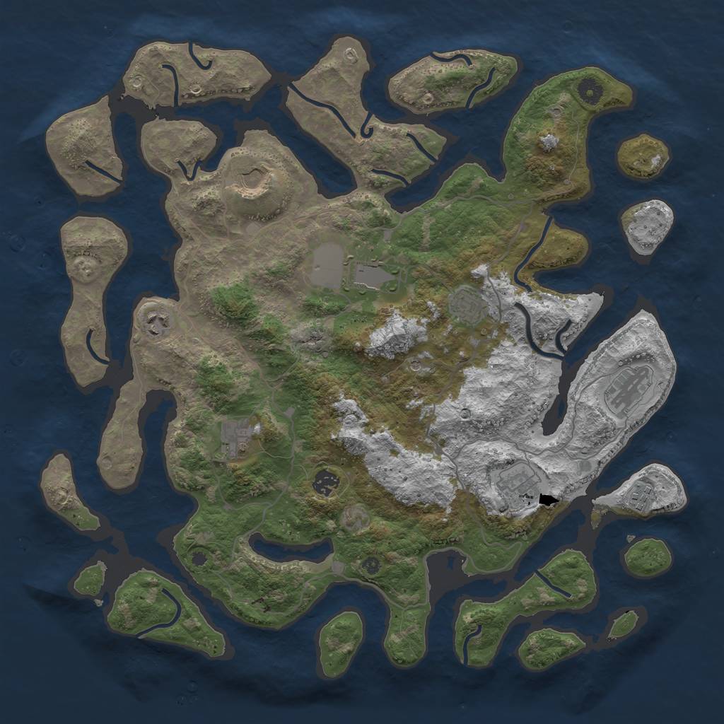 Rust Map: Procedural Map, Size: 4300, Seed: 128, 12 Monuments