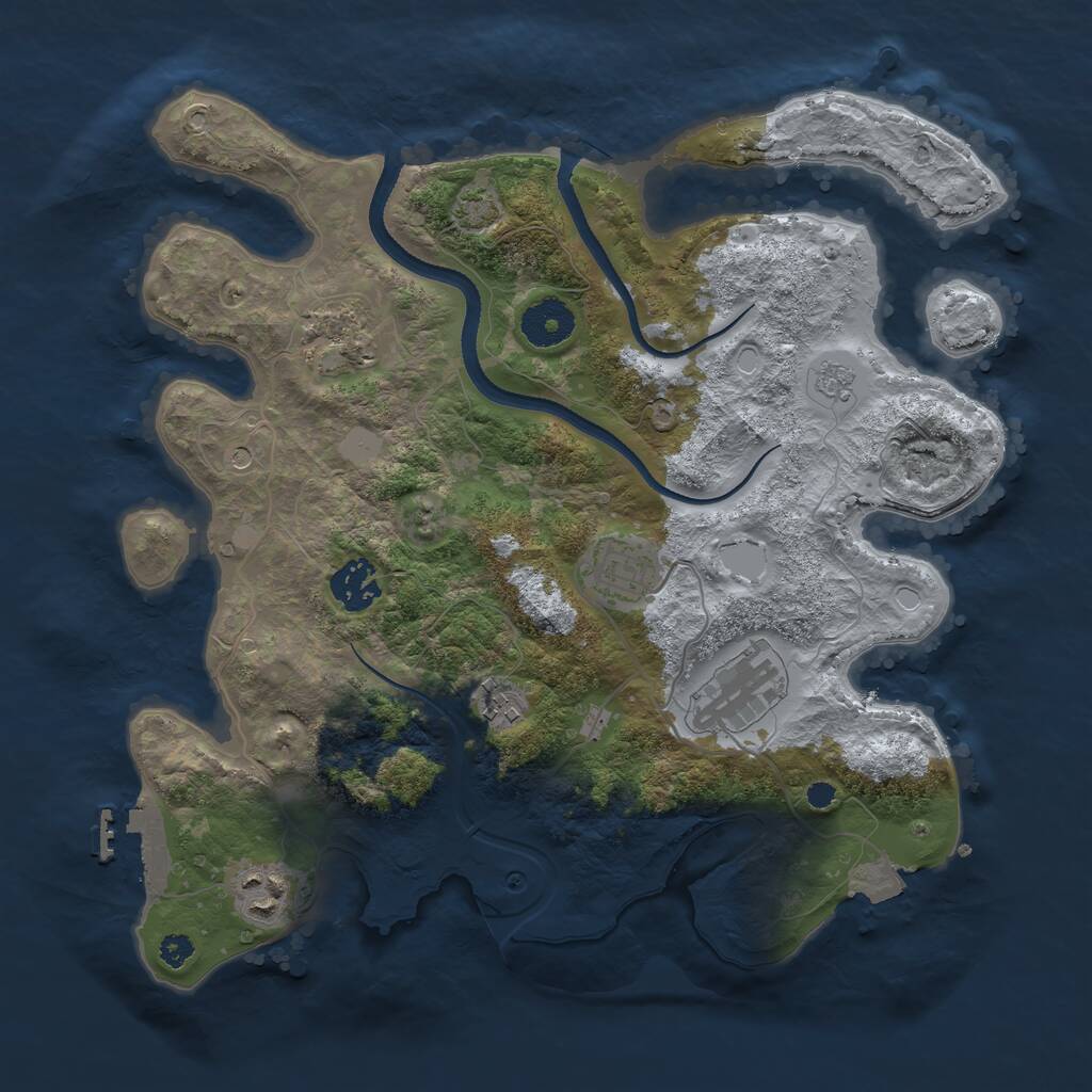 Rust Map: Procedural Map, Size: 3300, Seed: 635758436, 11 Monuments
