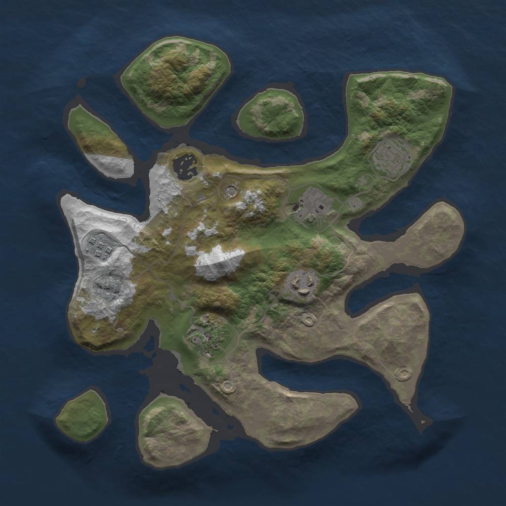 Rust Map: Barren, Size: 3000, Seed: 540500617, 9 Monuments