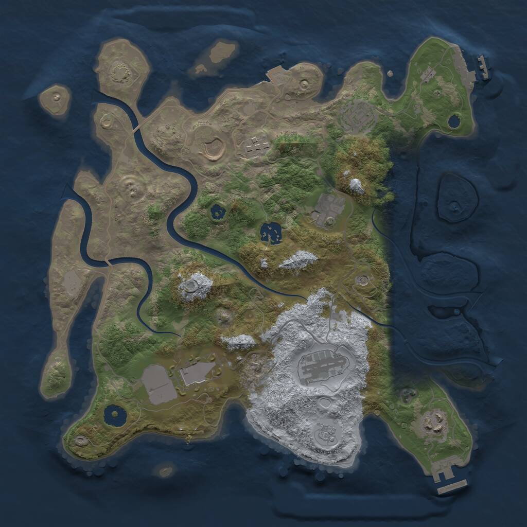 Rust Map: Procedural Map, Size: 3500, Seed: 7491, 14 Monuments