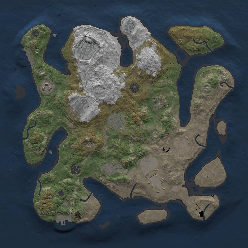 Rust Map: Procedural Map, Size: 3600, Seed: 2821, 15 Monuments