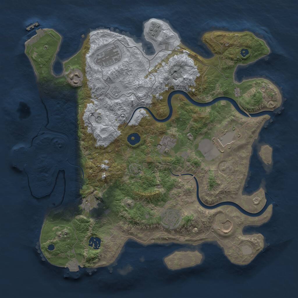 Rust Map: Procedural Map, Size: 3600, Seed: 2821, 15 Monuments