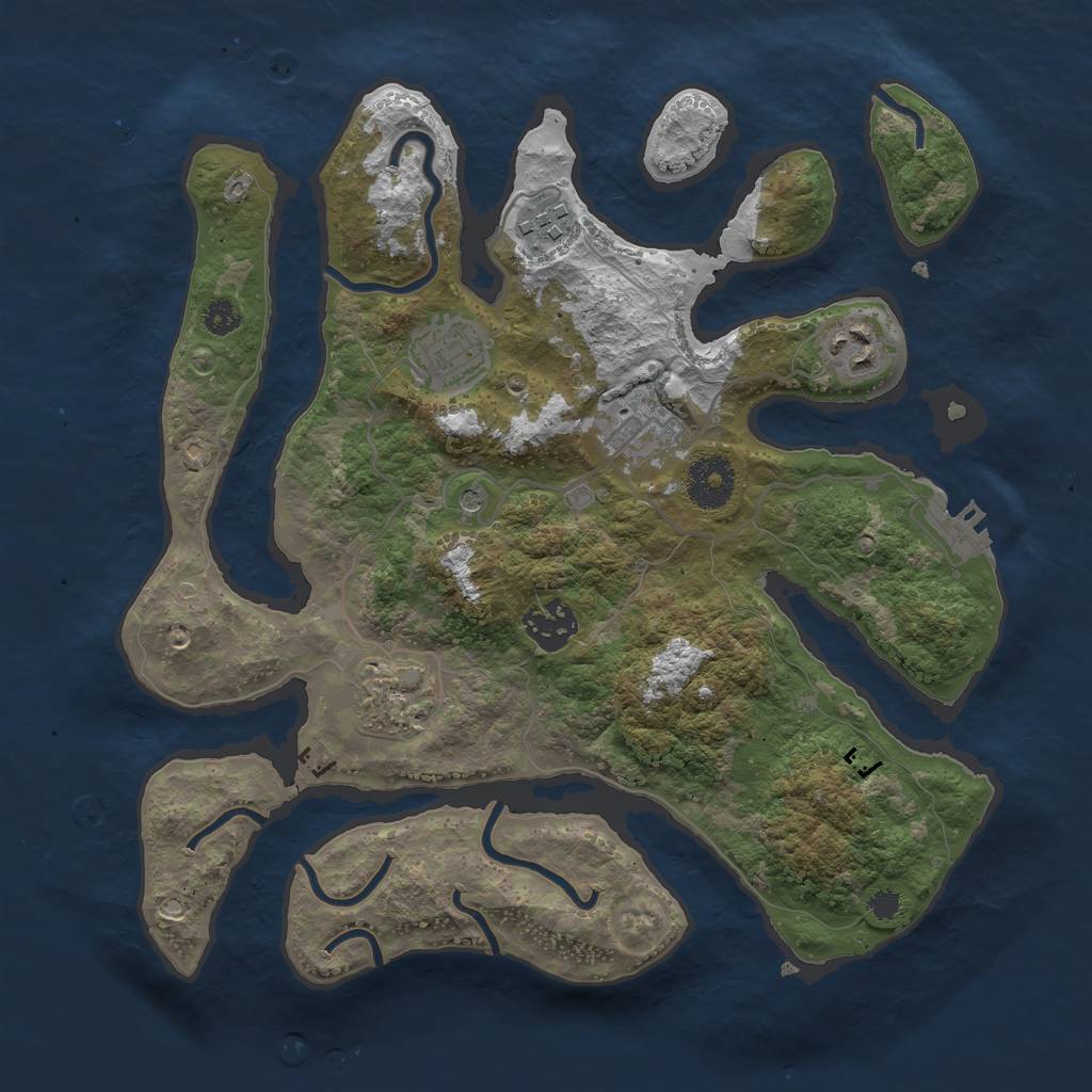 Rust Map: Procedural Map, Size: 3200, Seed: 2052200864, 10 Monuments