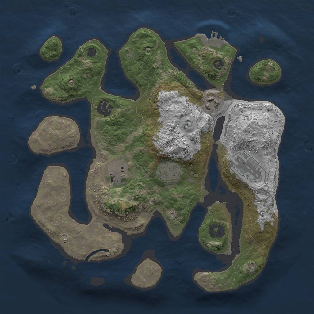 Rust Map: Procedural Map, Size: 3000, Seed: 297606237, 8 Monuments