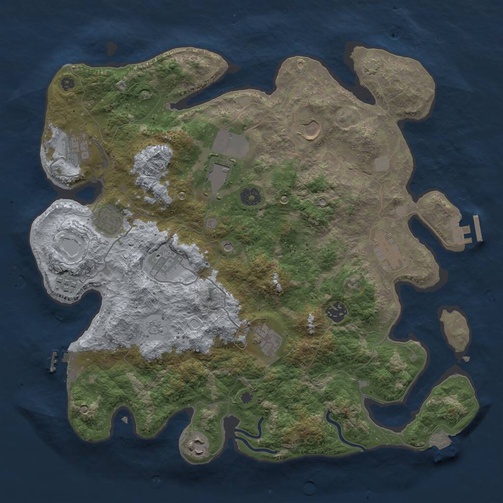 Rust Map: Procedural Map, Size: 3800, Seed: 887686754, 16 Monuments