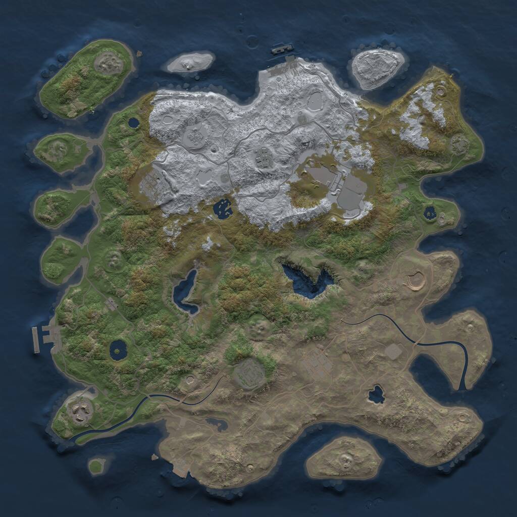 Rust Map: Procedural Map, Size: 4000, Seed: 1129652453, 14 Monuments