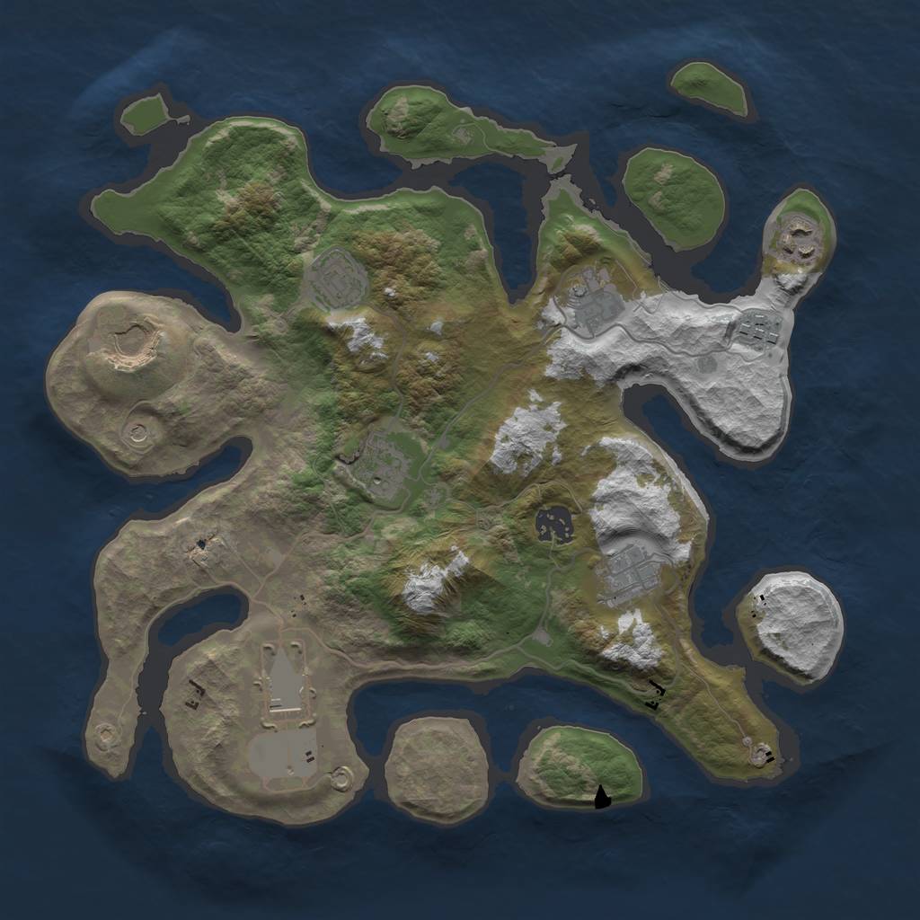 Rust Map: Barren, Size: 3500, Seed: 2051562105, 12 Monuments