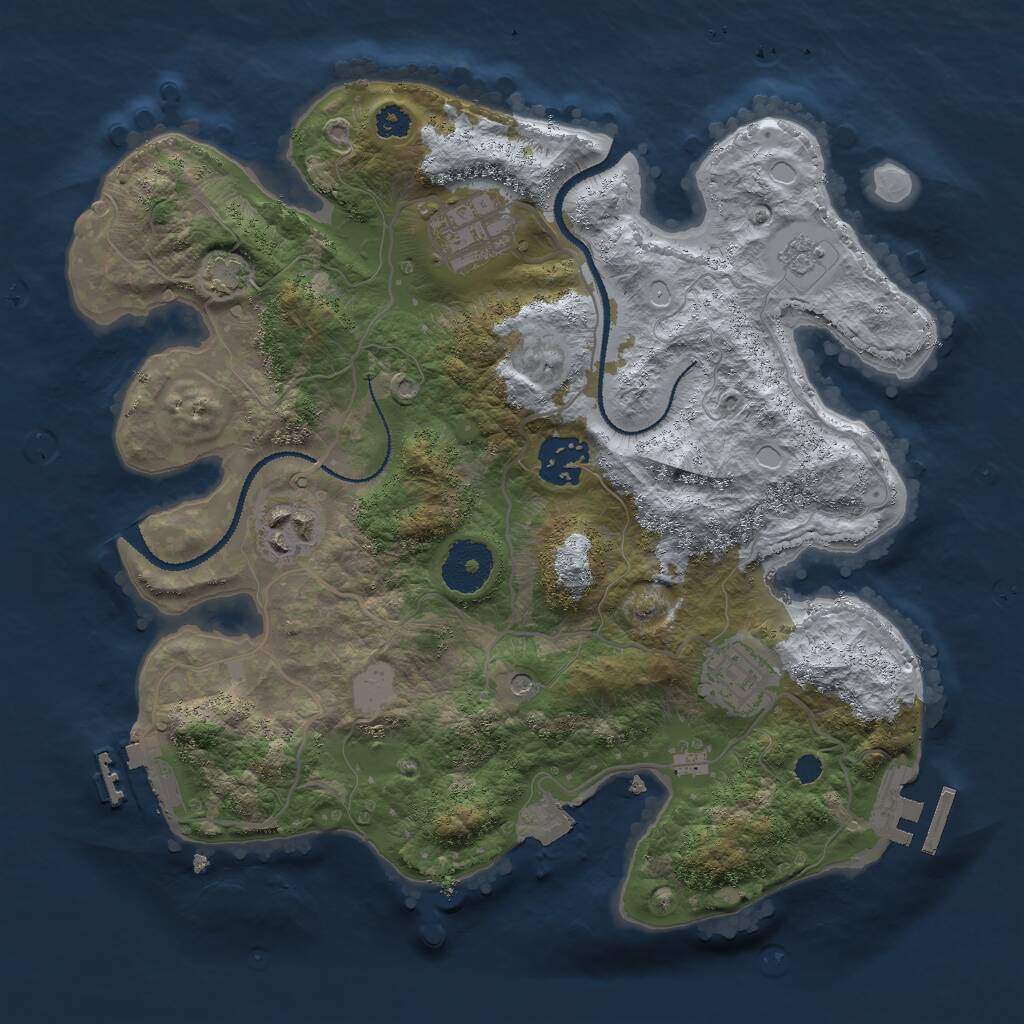 Rust Map: Procedural Map, Size: 3000, Seed: 1491987748, 10 Monuments