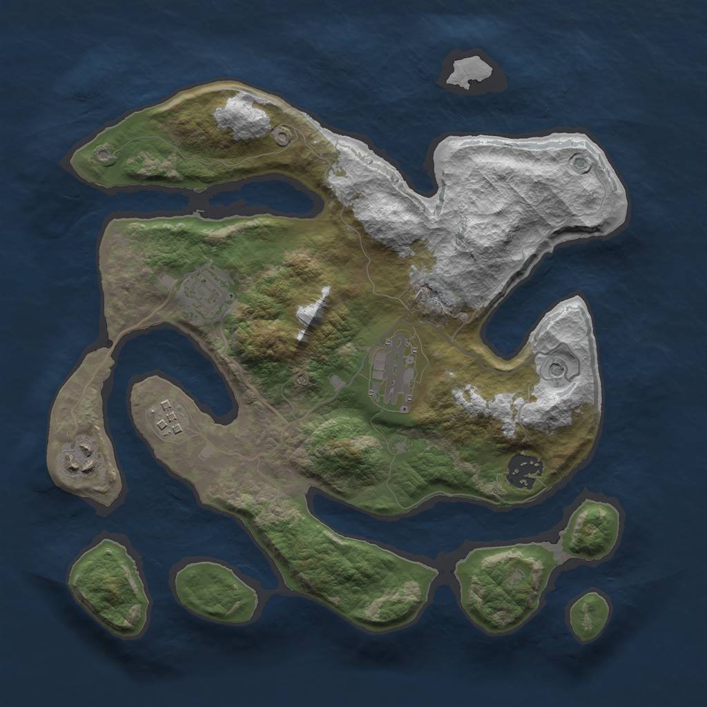Rust Map: Barren, Size: 3000, Seed: 1450626526, 8 Monuments