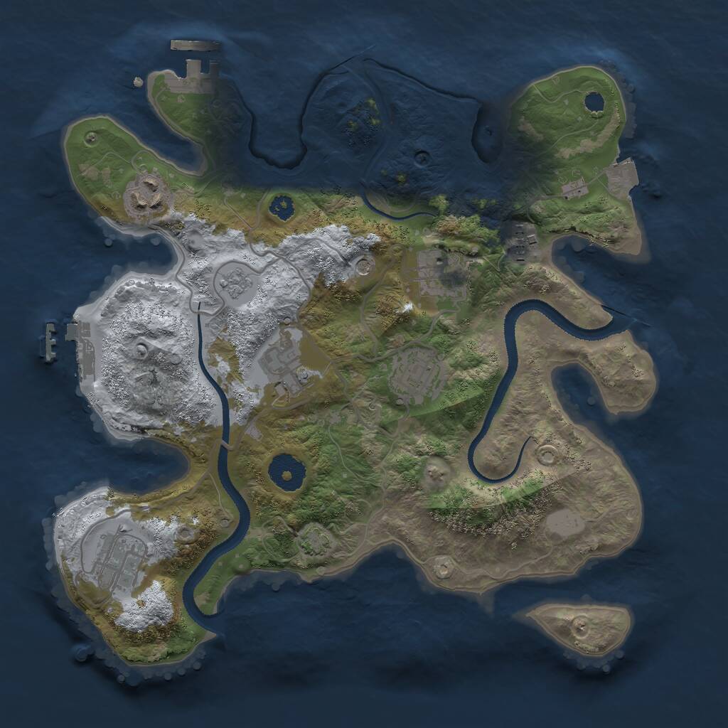 Rust Map: Procedural Map, Size: 3000, Seed: 1801316991, 12 Monuments