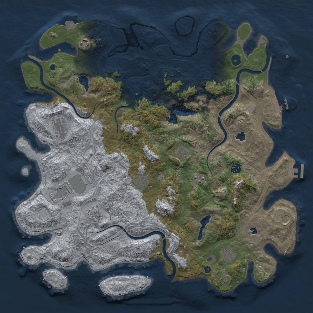 Rust Map: Procedural Map, Size: 4500, Seed: 21420, 16 Monuments