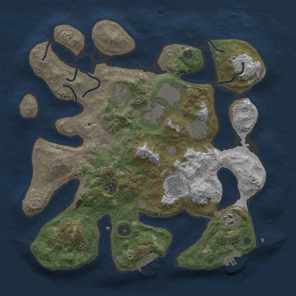 Rust Map: Procedural Map, Size: 3600, Seed: 37145, 11 Monuments