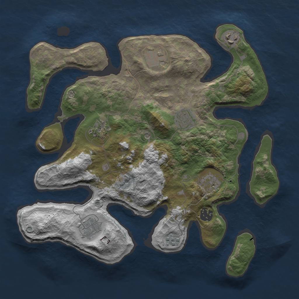Rust Map: Barren, Size: 3400, Seed: 2940, 11 Monuments