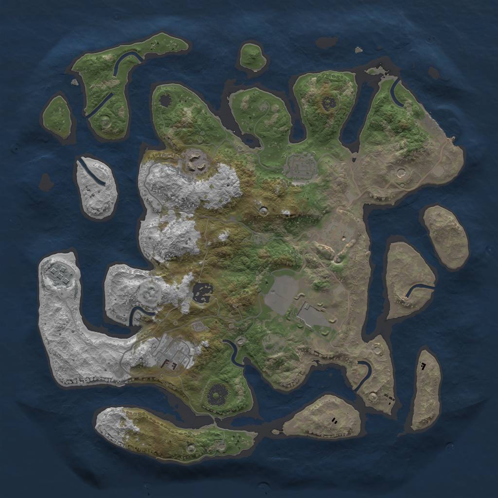 Rust Map: Procedural Map, Size: 3500, Seed: 985317244, 11 Monuments