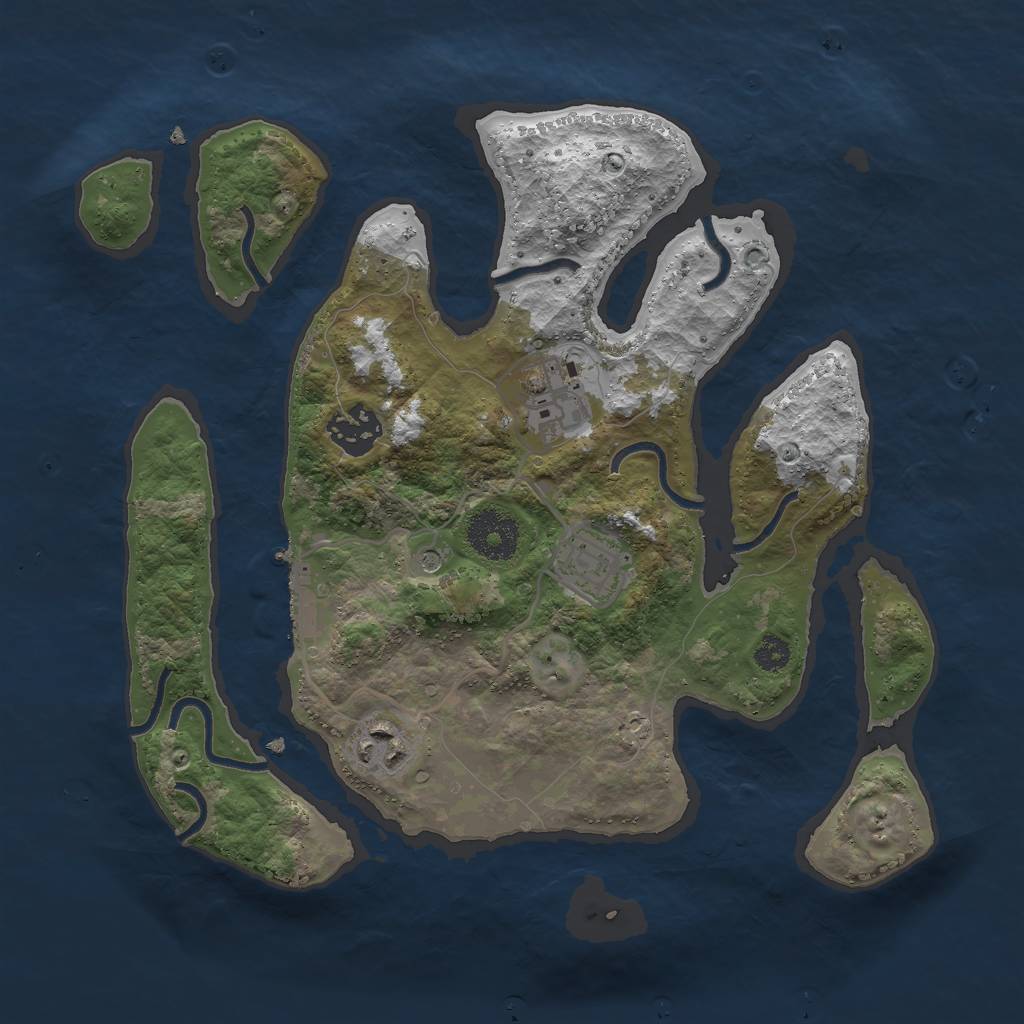 Rust Map: Procedural Map, Size: 3000, Seed: 1430132473, 8 Monuments