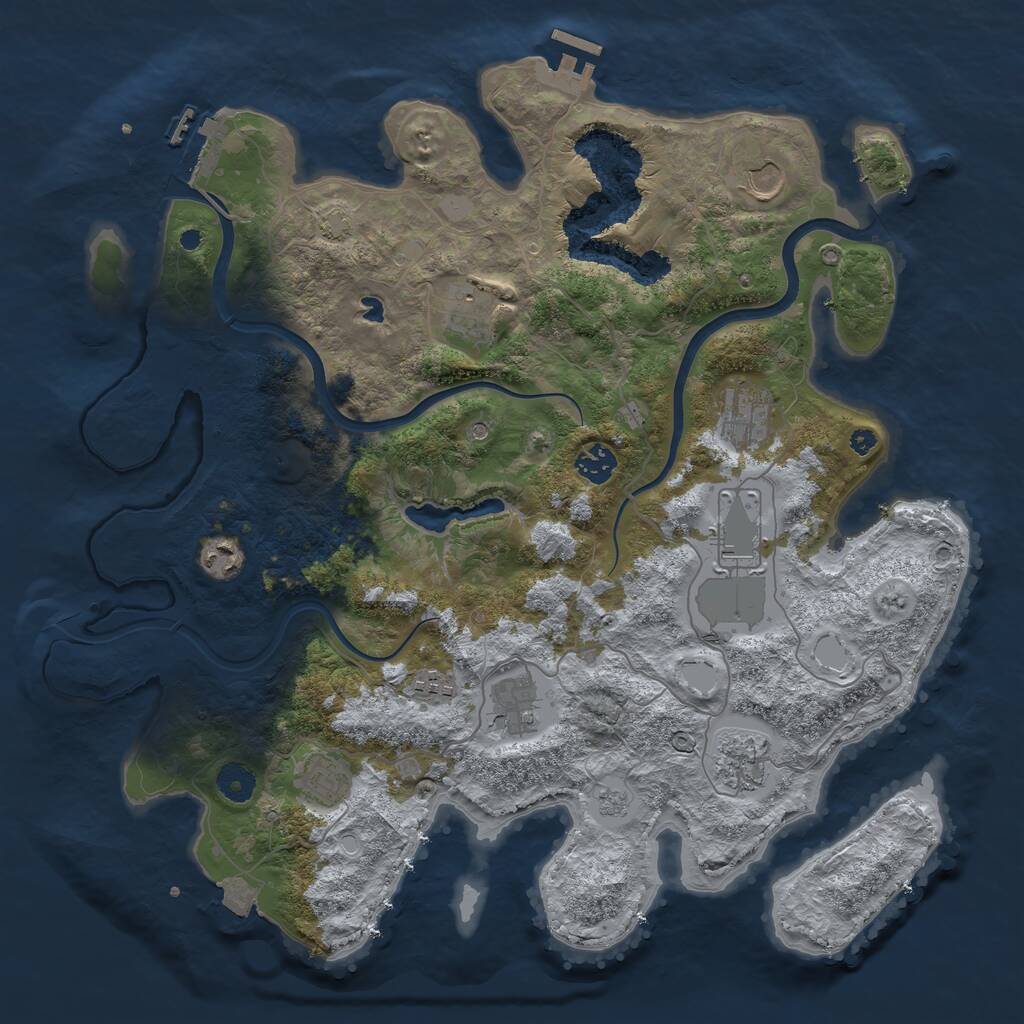 Rust Map: Procedural Map, Size: 4000, Seed: 58632147, 16 Monuments