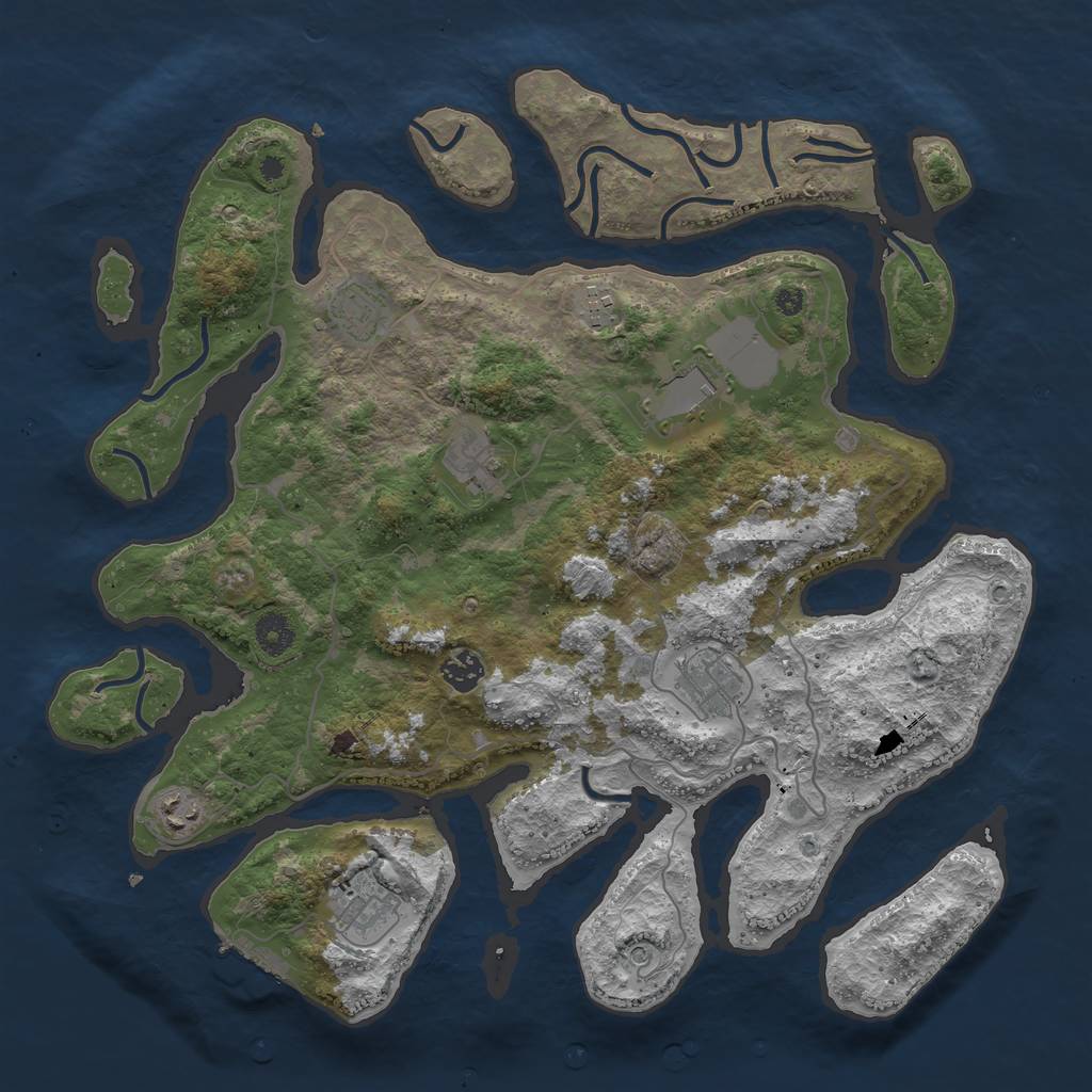 Rust Map: Procedural Map, Size: 4000, Seed: 58632147, 12 Monuments