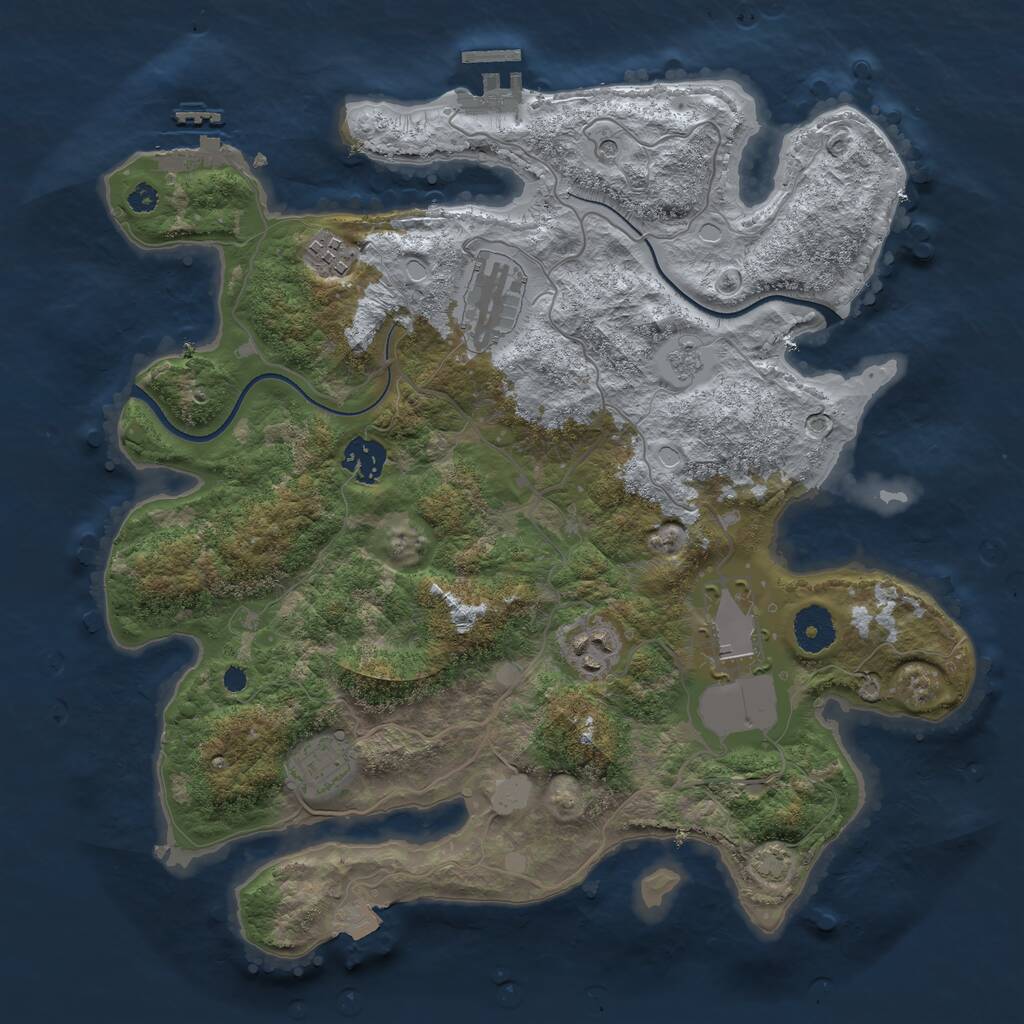 Rust Map: Procedural Map, Size: 3500, Seed: 734873, 12 Monuments