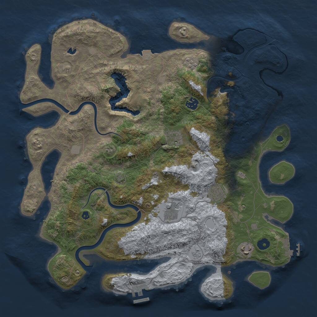 Rust Map: Procedural Map, Size: 4000, Seed: 781090555, 12 Monuments