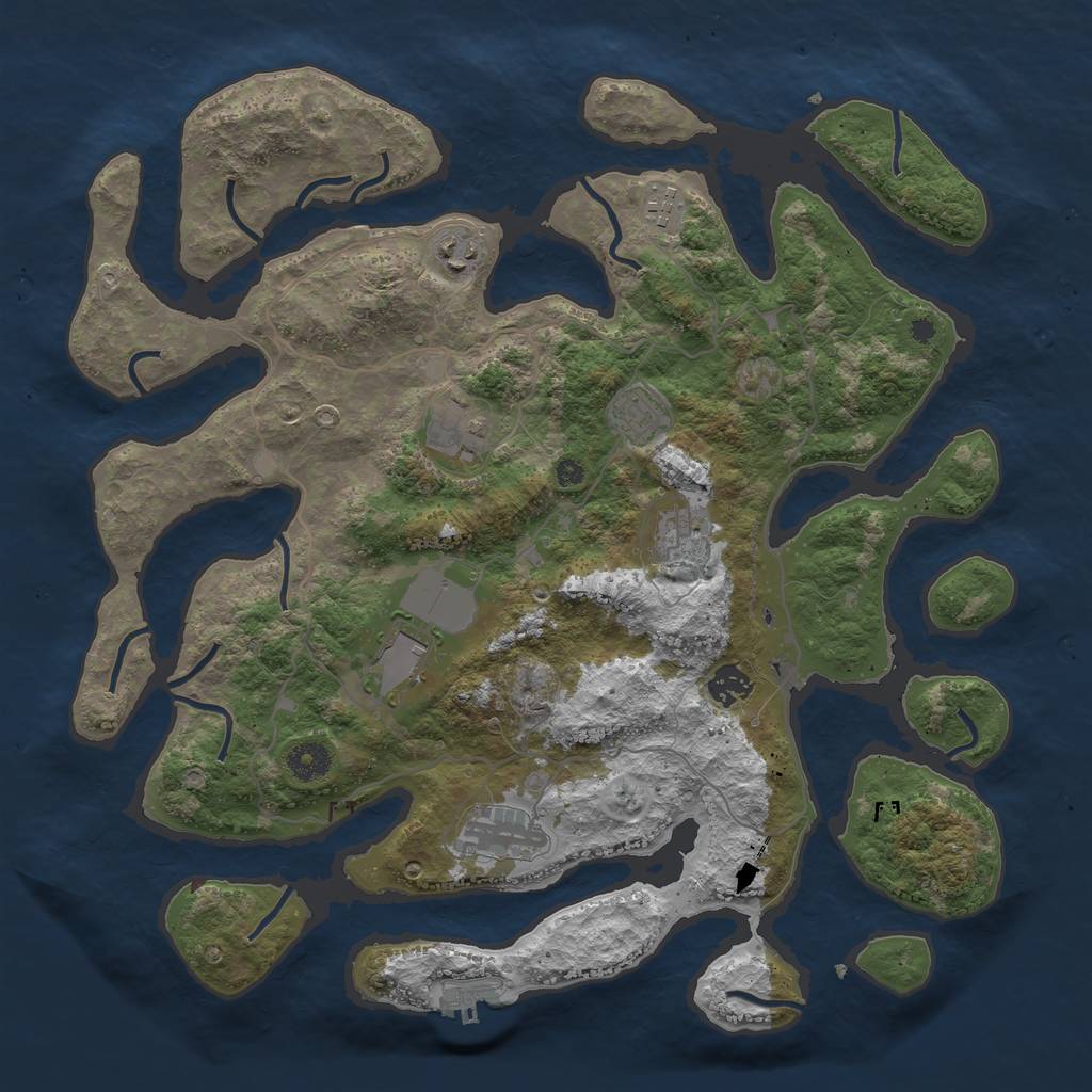 Rust Map: Procedural Map, Size: 4000, Seed: 781090555, 11 Monuments